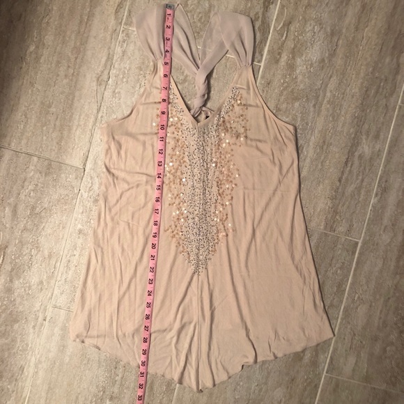 Embellished Cream Flowy Tank - Picture 4 of 4